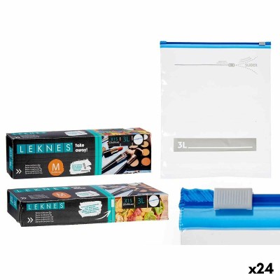 Set de Sacs Réutilisables Hermétiques Leknes Transparent Polyéthylène 3 L 24,5 x 0,01 x 31,5 cm 28 x 7,5 x 4,5 cm Polyvalents Zi