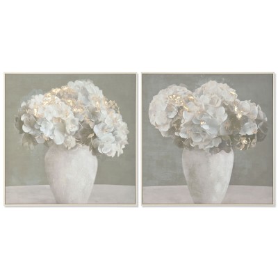 Toile Home ESPRIT Vert Gris Shabby Chic Vase 82 x 3,5 x 82 cm (2 Unités)