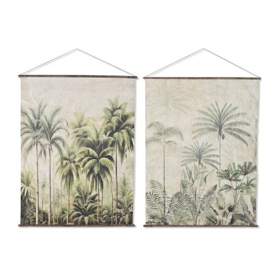 Toile Home ESPRIT Vert Beige Palmiers 138 X 2,8 X 180 CM (2 Unités)