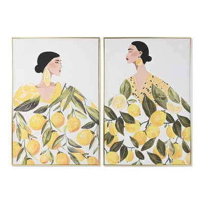 Toile Home ESPRIT Jaune Vert méditerranéen chica 82,5 x 3,5 x 122,5 cm (2 Unités)