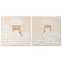 Canvas Home ESPRIT White Beige Dress Scandinavian 82,5 x 3,5 x 82,5 cm (2 Units)