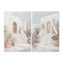 Canvas Home ESPRIT White Green Boho 60 x 3,5 x 90 cm (2 Units)