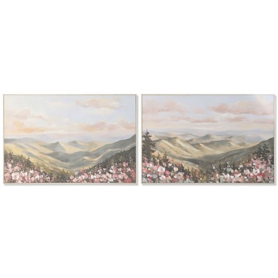 Toile Home ESPRIT Bleu Vert Montagne 120 x 3,5 x 80 cm (2 Unités)