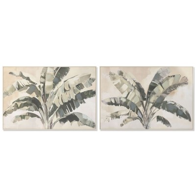 Canvas Home ESPRIT Brown Green Palms Tropical 122,5 x 3,5 x 82,5 cm (2 Units)