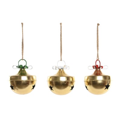 Christmas Bauble Home ESPRIT White Red Green Golden Metal 21 x 21 x 24,5 cm (3 Units)