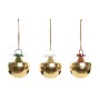 Boule de Noël Home ESPRIT Blanc Rouge Vert Doré Métal 21 x 21 x 24,5 cm (3 Unités)