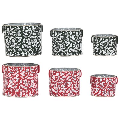 Set de boîtes décoratives Home ESPRIT Rouge Vert Noël 28,5 x 19,5 x 24 cm (3 Pièces) (2 Unités)