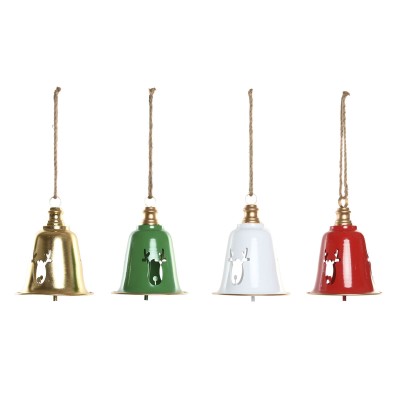 Christmas bauble Home ESPRIT White Red Green Golden Metal 18,5 x 18,5 x 24 cm (4 Units)