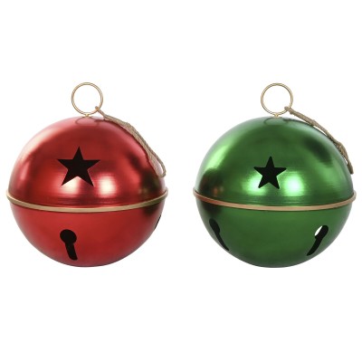 Boule de Noël Home ESPRIT Rouge Vert Doré Métal 62 x 62 x 72,5 cm (2 Unités)