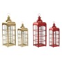 Lanterne Home ESPRIT Rouge Doré Métal Verre 21 x 21 x 63 cm (2 Unités)