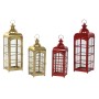 Lanterne Home ESPRIT Rouge Doré Métal Verre 21 x 21 x 63 cm (2 Unités)