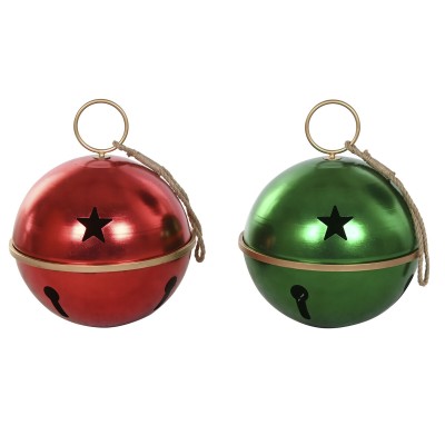 Boule de Noël Home ESPRIT Rouge Vert Doré Métal 42 x 42 x 48,5 cm (2 Unités)