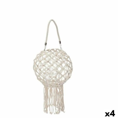Lanterne Gift Decor Blanc Coton Verre Macramé 26 x 66 x 26 cm (4 Unités)