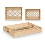 Set of trays Gift Decor Brown Transparent Wood Glass Circle 2 Pieces