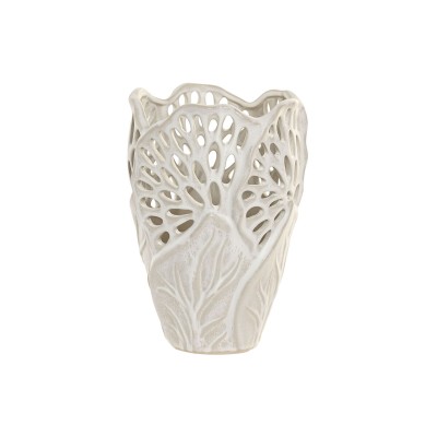 Vase Home ESPRIT Blanc Céramique Feuille d'une plante 18 x 18 x 25 cm