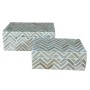 Set de boîtes décoratives Home ESPRIT Blanc Marron Résine Bambou 30 X 16 X 12 CM (2 Unités)