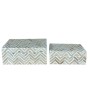 Set de boîtes décoratives Home ESPRIT Blanc Marron Résine Bambou 30 X 16 X 12 CM (2 Unités)