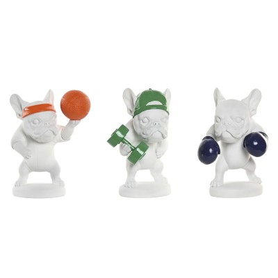 Figurine Décorative Home ESPRIT Blanc Multicouleur Chien 17 x 13,5 x 24 cm (3 Unités)