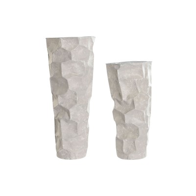 Ensemble de 2 Vases Home ESPRIT Beige Métal Moderne 20 x 20 x 48 cm 19 x 19 x 48 cm (2 Pièces)