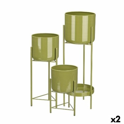 Set de pots de fleurs Gift Decor Vert Fer 3 Pièces (2 Unités)