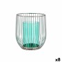 Candleholder Gift Decor Blue Silver Metal Glass 15 x 17 x 15 cm (8 Units)
