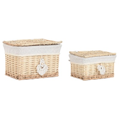 Boîte Décorative Home ESPRIT Naturel osier Boho (2 Pièces)