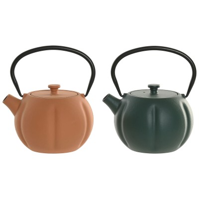 Théière Home ESPRIT Vert Orange Acier inoxydable Fer 1 L (2 Unités)