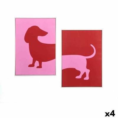 Toile Gift Decor Rouge Rose Chien 50 x 3 x 70 cm (4 Unités)