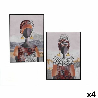 Toile Gift Decor Rouge Gris Orange Femme 50 x 3 x 70 cm (4 Unités)