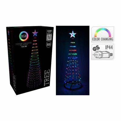 Sapin de Noël BASIC & CO Noir RGB 1,5 m Métal Plastique Noël Étoile Sapin de Noël LED