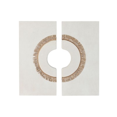 Wall Decoration Home ESPRIT White Natural Circle Scandi 120 x 6 x 120 cm (2 Pieces)