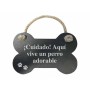 Décoration Suspendue Magnet & Steel Cuidado aquí vive un perro adorable Os Ardoise Corde