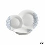 Assiettes Vivalto Bleu Blanc Verre opalin Pluie 18 Pièces (2 Unités)