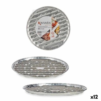 Pizza Mould Kinvara Silver Aluminium 32,5 x 32,5 x 1,7 cm Pizza 4 Pieces (12 Units)
