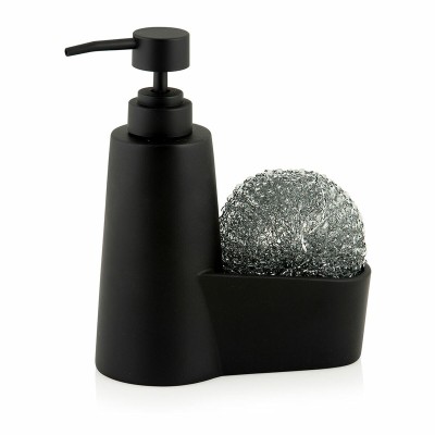 2-in-1 Soap Dispenser for the Kitchen Sink Andrea House CC70059 Plastic Polyresin 14,5 x 7 x 18,5 cm Scourer Matte back