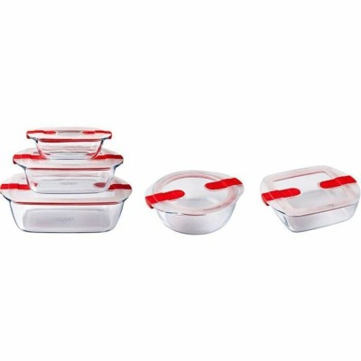Ensemble de contenants de cuisine hermétiques empilables Pyrex Cook & Heat Rouge Rectangulaire 5 Pièces
