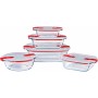 Ensemble de contenants de cuisine hermétiques empilables Pyrex Cook & Heat Rouge Rectangulaire 5 Pièces