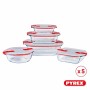 Ensemble de contenants de cuisine hermétiques empilables Pyrex Cook & Heat Rouge Rectangulaire 5 Pièces