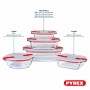 Ensemble de contenants de cuisine hermétiques empilables Pyrex Cook & Heat Rouge Rectangulaire 5 Pièces