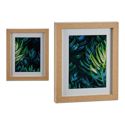 Cadre Gift Decor Marron Vert Bois verre Contre-plaqué 23 x 3 x 28 cm Feuille d'une plante