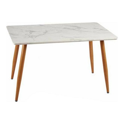 Side table Gift Decor White Brown Wood 70 x 120 x 75 cm Marble