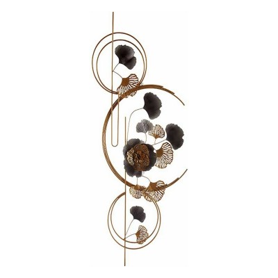 Hanging decoration Gift Decor Copper Golden Metal Flowers 60 x 150 x 7,5 cm Mural