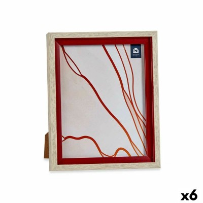 Cadre photo Gift Decor Marron Rouge Bois verre Verre polystyrène Plastique (6 Unités)