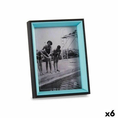 Photo frame Gift Decor Blue Black Crystal MDF Wood (6 Units)