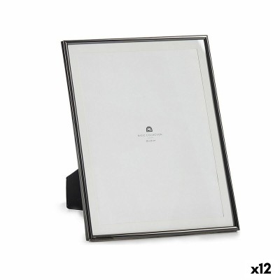 Photo frame Gift Decor Black Crystal Steel (12 Units)