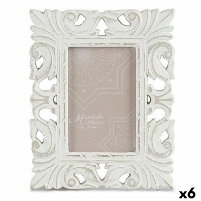 Photo frame Gift Decor White MDF Wood Eucalyptus wood (6 Units)