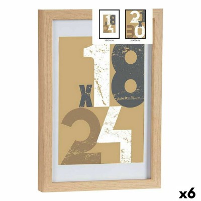 Photo frame Gift Decor Natural Glass MDF Wood (6 Units)