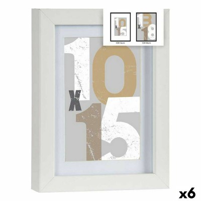 Photo frame Gift Decor White Glass MDF Wood (6 Units)