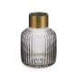 Vase Gift Decor Grey Golden Glass Stripes 14,5 x 22 x 14,5 cm (6 Units)