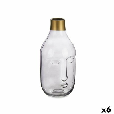 Vase Gift Decor Grey Glass Face 11 x 24,5 x 12 cm (6 Units)